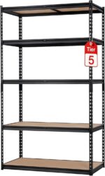 5-Tier Heavy Duty Steel Shelving Unit, 2000 LBS Capacity Adjustable Garage Shelves, Large Storage Rack for Kitchen, Basement, Laundry, 30" L x 12" W x 60" H