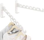 Wall Mounted Folding Clothes Drying Rack White Laundry Coat Rack Hanger Collapsible Clothing Rack Wall Mount Foldable Drying Rack
