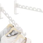 Wall Mounted Folding Clothes Drying Rack White Laundry Coat Rack Hanger Collapsible Clothing Rack Wall Mount Foldable Drying Rack