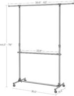Songmics Clothes Rack , Grey , (101-163) x 49 x (113-198) cm , LLR401 - Image 7
