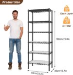 6-Tier Adjustable Storage Shelf Heavy-Duty Metal Rack Wire Shelving Unit for Laundry, Bathroom, Kitchen, Pantry Closet Organizer (Black, 60 x 35.5 x 180 CM) - Image 3