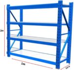 kriston Heavy Duty Metal Warehouse 4 Steps Racking Storage Garage Shelving Steel Shelf Capacity 200kg Each Shelves White and Blue (2m x 0.6m x1m) - Image 2