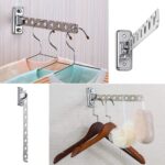 Wall Mounted Folding Clothes Rack, 2 Pieces Stainless Steel Coat Hooks, Space Saving Clothes and Closet Rod Storage Rack Heavy Duty Drying Rack for Laundry Room Bedroom Bathroom Kitchen - Image 3
