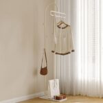 Beauenty Metal Clothes Stand, 175 cm Modern Coat Hanger with 3 Hooks and Durable Slate Base, Freestanding Clothes Hat Hanger Stand for Bedroom, Office, Hallway, Entryway, Living Room (White) - Image 4
