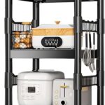 DAYONG 5-Tier Kitchen Storage Rack, Heavy Duty Bakers Rack Bread Rrack Microwave Oven Stand, Adjustable Metal Storage Shelves, Utility Shelf for Kitchen Garage Laundry Pantry (5 Tier 40 * 40 * 160cm)