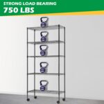 BestOffice 14"x30"x60" Commercial Storage Shelves Heavy Duty Shelving 5 Tier Layer Wire Shelving Unit with Wheels Metal Wire Shelf Standing Garage Shelves Storage Rack,Adjustable NSF Certified(Black) - Image 5