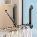Clothes Drying Rack Wall Mounted, Retractable Clothes Drying Rack,Dish Drying Rack with Suction Cups for Laundry Room Organization and Storage, Clothes Hanger for Dorm, Closet, Balcony(Black) - Image 2