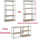 Heavy Duty Metal Shelving Unit - 180cm Tall 90cm Wide 40cm Deep 5-Tier Garage Storage Rack 875KG Load Capacity Boltless Assembly Adjustable Galvanized Steel Shelves - Image 6