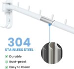 Clothing Racks for Hanging Clothes, Garment Racks Wall Mounted Clothes Bar-Hanger Holder Hooks Heavy Duty Folding Drying Rack Space Saving Clothing Hanging System Closet Storage Organizer (White) - Image 3