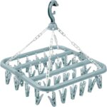 Foldable Laundry Hanger Drying Racks with 32 Clips,Baby Clothes Drying Rack,Laundry Clothes Hangers for Drying Socks,Towels,Bras,Diapers,Baby Clothes (1, Blue)
