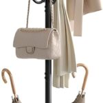CHOEZON Coat Rack Freestanding, Coat Tree with Umbrella Holder, Entryway Hanger Stand with12 Hooks, Metal Hall Tree for Bags, Coats, Hats, Entryway, Hallway, Living Room, Bedroom, Office Black TYM01BB