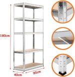 Heavy Duty Metal Shelving Unit - 180cm Tall 90cm Wide 40cm Deep 5-Tier Garage Storage Rack 875KG Load Capacity Boltless Assembly Adjustable Galvanized Steel Shelves - Image 2