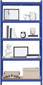 Garage Shelving Heavy Duty Storage Shelves 5 Tier Metal Storage Shelving Unit Adjustable Garage Storage Shelves for Craft Warehouse Pantry Basement Closet Pantry Shelf 71"H x 35.4"W x 17.7"D (Blue)