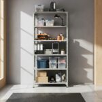 RIGID Metal Slotted Angle Racks Shelves, 5 Tier Steel Storage Organizer Rack for Living Room, Bedroom, Office, Garage – Heavy Duty Standing Multipurpose Cabinet (Grey, 205x91.7x45.5 CM) – Assembled - Image 2