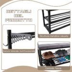 Hcosmy Shoe Rack, Shoes Bench Seat, Multifunctional shoe rack and coat rack, Industrial Coat Rack Stand with Bench, Free Standing Coat Tree, Entryway Storage Shelf, for Living Room,Hallway - Image 3