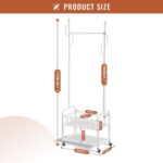 BOOSDEN Double Deck Clothes Rack with Wheels, Heavy Duty Metal Garment Racks, Rolling Clothing Rack with Storage Basket, Clothes Hanger Racks for Hanging Coats, Shirts, Dress, Shoes, Bags (White) - Image 2