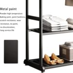 Freestanding Clothing Rack,Metal Garment Rack with Bottom Shelves and 6 Side Hooks,Black sturdy clothes racks for hanging clothes,Modern Wardrobe Organizer for Bedroom or Closet (L:31.5IN) - Image 3