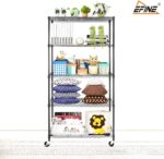 EFINE 5-Shelf Shelving Units and Storage on Wheels with Shelf Liners Set of 5, NSF Certified, Adjustable Carbon Steel Wire Shelving Unit Rack for Garage, Kitchen, Office(63H X 30W X 14D) - Image 2