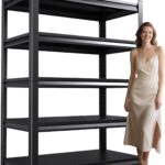 72" H Garage Shelving Heavy Duty Storage Shelves Adjustable Garage Shelves 5 Tier Metal Shelving Unit Utility Rack Shelf for Storage Kitchen Warehouse Pantry, Black (72 "H x 35.5 "W x 15.8" D)
