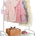 Ygjt Kids Clothes Rail, Childrens Rack Heavy Duty Rail On Wheels, White Portable For Kid Bedroom, Small Dress Up Coat, Skirts, 80X115 Cm