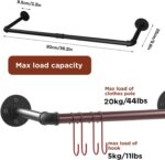 medla Industrial Pipe Clothes Rod: Wall Mounted Clothes Rack 2 PCS Pipe Cloth Hanging Stand Industrial Clothing Hanger Rod Heavy Duty Garment Storage Rail Laundry Drying Shelf for Closet Wardrobe - Image 8