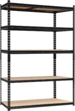 Heavy Duty Garage Shelving Units,5-Tier Adjustable Storage Shelves,48 x 18 x 72in,Loads 3000 LBSS,Adjustable Garage Storage Shelving, Metal Storage Utility Racks Shelf Unit (48x18x72 Inch)