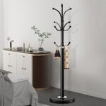 Jorunb Coat Hanger Stand Bedroom Clothes Hanger Stand Metal Coat Rack Stand Free Standing Hall Tree for Hanging Scarf, Bag, Jacket, Home Entry-way Hat Hanger Organizer (small, black) - Image 2