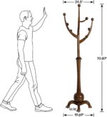 Coat Rack Freestanding Wood Tree Rack with 8 Hooks, Creative Design Tree Branch-look, Coat Tree Clothes Hanger Stand with Stable Sphere Base for Entryway, Hallway, Bedroom - Load 160lbs (Walnut Brown) - Image 5