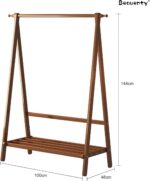 Beauenty Bamboo Clothes Racks, Freestanding Clothing Hanger with Storage Rack, Clothes Hanging Shoe Rack, Coat Organizer for Hotel, Hallway, Bedroom, Office (100x46x144 cm) - Image 2