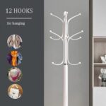 Jorunb Coat Hanger Stand Bedroom Clothes Hanger Stand Metal Coat Rack Stand Free Standing Hall Tree for Hanging Scarf, Bag, Jacket, Home Entry-way Hat Hanger Organizer (small, white) - Image 4