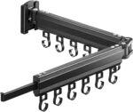 OUUTMEE Wall Mounted Retractable Clothes Drying Rack, 30kg Capacity, Wall Mounted Space Saving Aluminum Folding Laundry Hanger Rack for Laundry, Balcony, with Folding Arms & 6 Hooks (2 Fold)