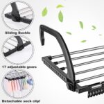 5 Bar Radiator Clothes Airer Rack, Foldable Laundry Drying Rails Stainless Steel Dryer Rack Folding Towel Holder Radiators Hanger For Balcony - Black, 40 X 32Cm - Image 3