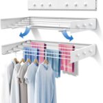Wall Mounted Drying Rack with 6 Knobs, Space-Saving Foldable Laundry Rack, 31.5 Inch Collapsible Clothes Dryer with 5 Extendable Rods, Ideal for Indoor Clothing and Towel Drying