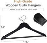 TOPIA HANGER Wooden Coat Hangers 30 Pack, Black Wood Suit Hangers with Non Slip Pants Bar, 360° Swivel Hook and Shoulder Notches for Camisole, Jacket, Pants, Smooth Finish Clothes Hangers -CT34B30 - Image 2
