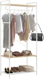Heavy Duty Clothes Rack for Hanging Clothes, Garment Rack, منشر غسيل, Cloth Hanger Stand, Adjustable Shelf, Ample Storage, Freestanding Coat Rack for Bedroom, Laundry, White, 80 x 45 x 180cm