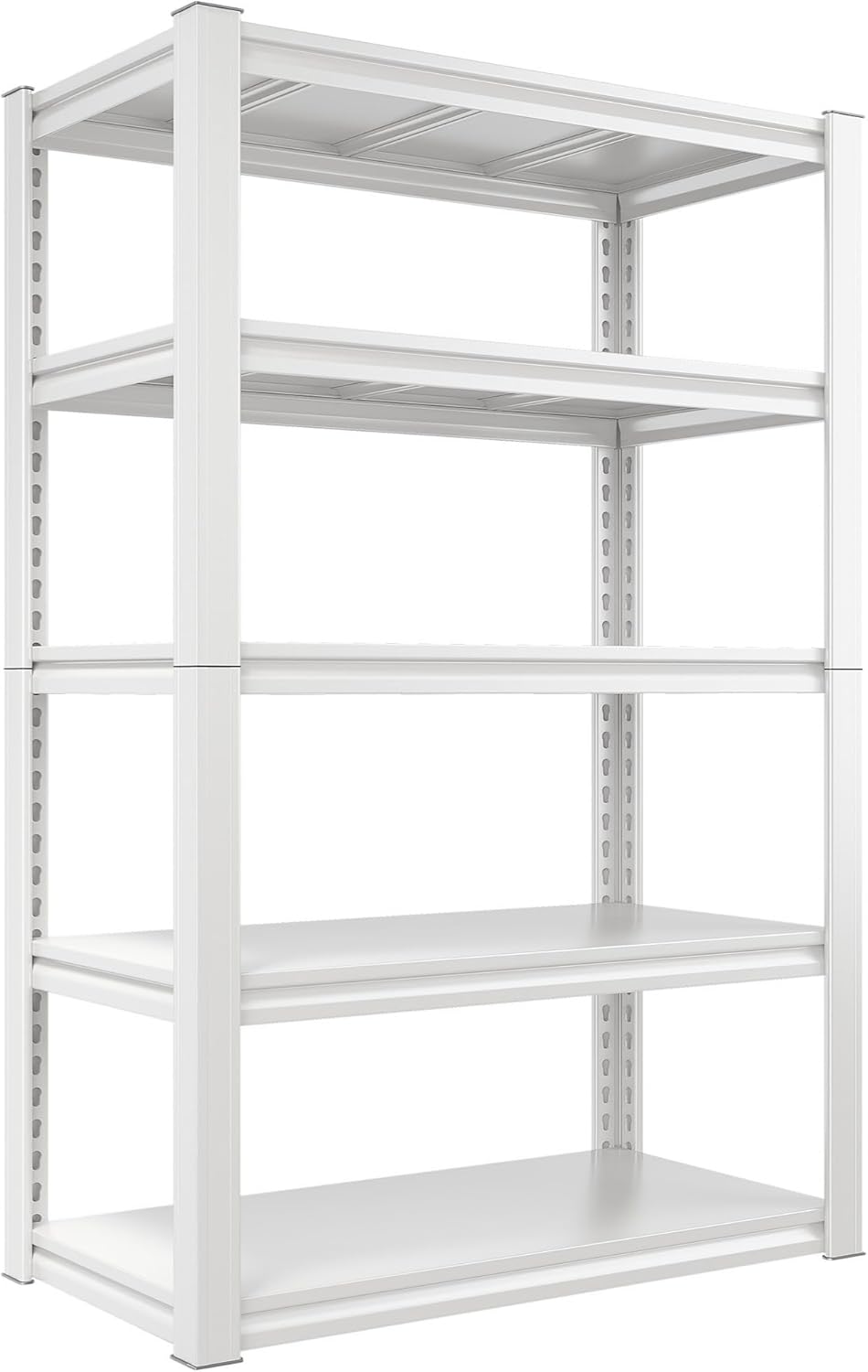 61XRoJDJXOL._AC_SL1500_.jpg Raybee Garage Shelving Heavy Duty Garage Storage Shelves Load 2010LBS, Adjustable 5-Tier Heavy Duty Shelving, All Metal Shelving Utility Shelves for Kitchen, Pantry, Garage, 63"H x32"W x16.5"D, White - Image 1
