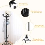 GOFLAME 73" Coat Rack Freestanding, Wooden Coat Tree with 12 Hooks and Umbrella Stand, Entryway Hall Tree, Hat Hanger Organizer, Coat Rack Stand for Coats, Hats, Scarves, Bags, Easy Assembly, Black - Image 4