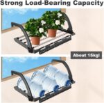 5 Bar Radiator Clothes Airer Rack, Foldable Laundry Drying Rails Stainless Steel Dryer Rack Folding Towel Holder Radiators Hanger For Balcony - Black, 40 X 32Cm - Image 8