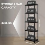 Plastic Storage Shelves, 70.2" H x 11.8" D x 23.62" W Plastic Shelves for Storage, 5-Tier Shelving Unit, Storage Rack, 330 lbs, Bathroom, Laundry, Garage & Home - Image 3