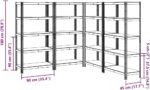 Heavy-Duty 5-Tier Shelving Units, Set of 4 Steel Storage Racks, Boltless Assembly, Adjustable Shelves for Garage & Shed, 1325 kg Load Capacity - Silver Storage Solution - Image 3