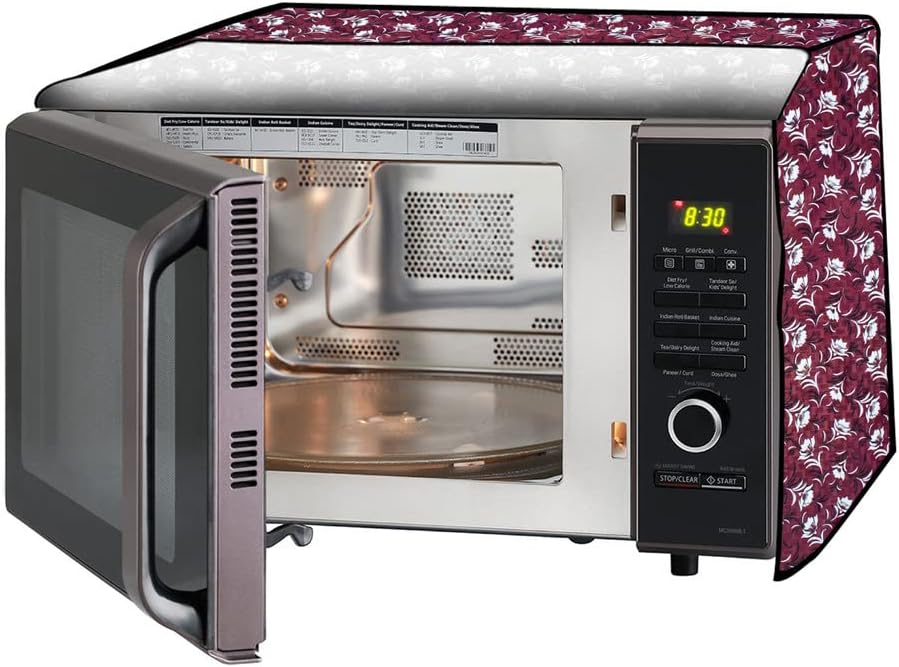 61YkIteL5aL._AC_SL1200_.jpg The Furnishing Tree Microwave Oven Cover for Whirlpool 30 L Convection Magicook Elite Floral Pattern Magenta - Image 1