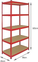 Monster Racking Pack of 4 Garage Shelving Unit - 5 Tier Heavy Duty Rack for Storage Steel Utility Shelves | Metal & MDF Boltless Assembly System | 183cm x 90cm x 45cm | Capacity 7200KG - Image 2