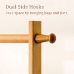 Clothes Rack with Storage Cabinet Clothing Hanging Rail, Open Wardrobe Coat Stands Free Standing Garment Rack for Bedroom, Living Room, Hallway, Bamboo Clothes Rack - Image 4