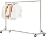 Simple Trending Industrial Grade Z Base 70in extra long Clothes Garment Rack, Commercial Grade Rolling Clothing Rack, Heavy Duty 450lb Load with Wheels, Chrome