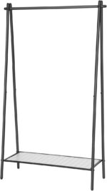 SONGMICS Clothes Rack, Coat Rack, Clothes Rack, Steel Frame, with Rod and Shelf, 33.5 x 92.5 x 153 cm, for Bedroom, Wardrobe, Laundry Room, Matt Black HSR23BK