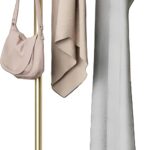 HKaikzo Coat Rack Stand, Gold Clothing Rack Freestanding with Satin Steel Finish and Natural Stable Marble Base, for Coats, Hats, Scarves, Clothes, and Handbags be Applicable Home Bedroom Hotel Hall