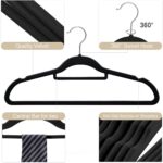 HOUSE DAY Clothes Hangers Pack of 100 Velvet Coat Hangers Black Non-Slip Space Saving Hangers Adult Hangers L16.8 D1/4" - Image 3