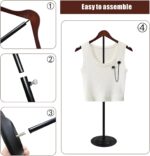 6 Pack T Shirt Display stand for Vendors, Adjustable T shirt Shoulder Stand, Portable Hanging wooden Clothes Rack, Flexible Hanger Rack for Clothing Dress Jacket Coat Retail 16.5-31 Inch, Black - Image 3