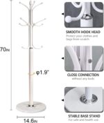 Jorunb Coat Hanger Stand Bedroom Clothes Hanger Stand Metal Coat Rack Stand Free Standing Hall Tree for Hanging Scarf, Bag, Jacket, Home Entry-way Hat Hanger Organizer (small, white) - Image 5