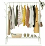 Clothes Rail Stand White For Indoor Outdoor, Clothing Hanger Stand Single-Pole Rod Drying Stand Rack For Balcony Hanging Clothes Heavy Duty Steel AMZ-ZF37F83FE3DE261874ECDZ